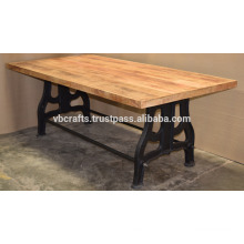 Classic Cast Iron Leg Dining Table Mang Wood Thick Top